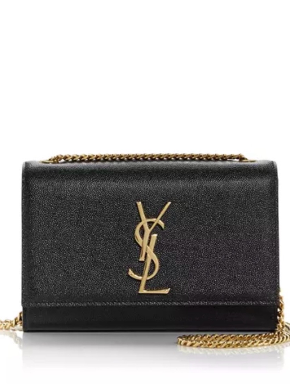 Yves Saint Laurent Black Crossbody Wallet with Gold YSL Logo